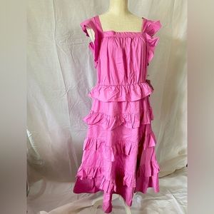 Rachel Parcell Cotton Dress Tiered Ruffle Orchid Pink